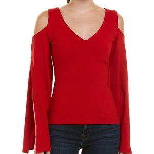 Susana Monaco cold shoulder top with slit sleeves